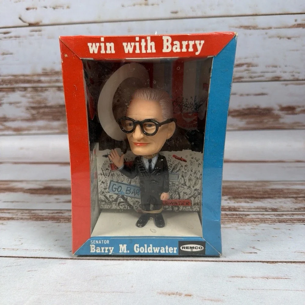 Rare 1964 Remco Barry M Goldwater Nodder Bobblehead Figure in Box Campaign